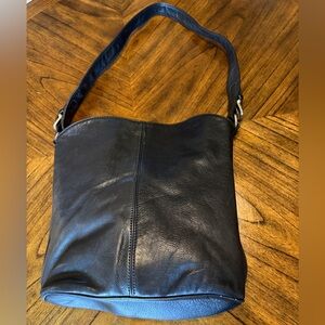 Vintage John F Black Italian Leather Shoulder Bag Made in Florence